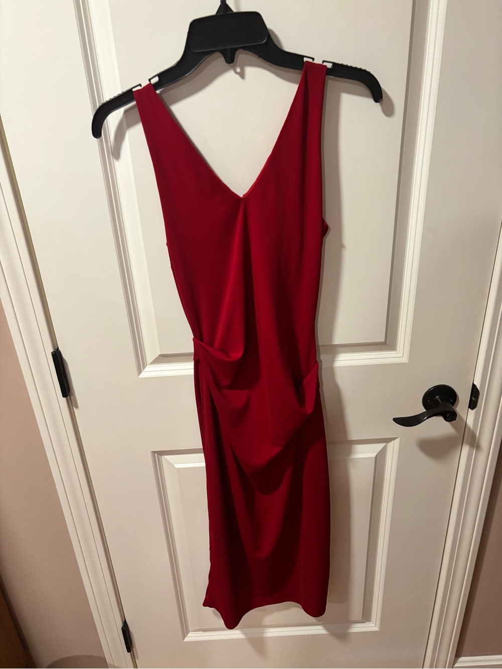 Nicole Miller Red Sleeveless V-Neck Midi Dress